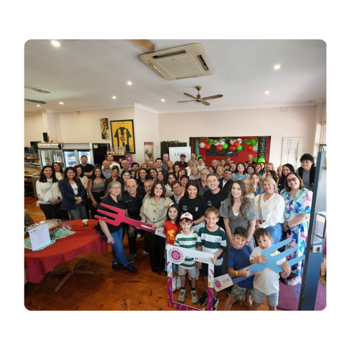 Group gathered at Cafe Di Roma - LiViN Podcast