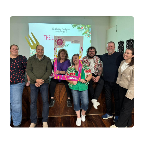 A group of people fundraising for cancer research