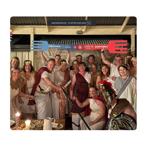 Cancer fundraiser Toga party theme